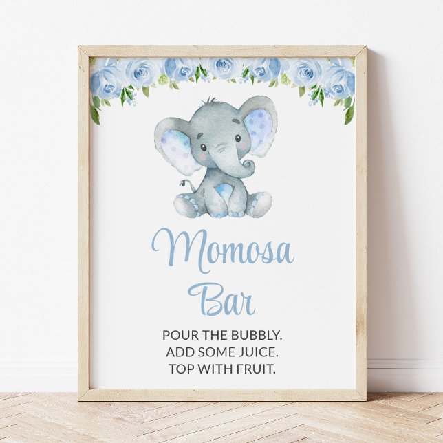 Elefant, Blüten, Babydusche Momosa Bar Poster (Von Creator hochgeladen)