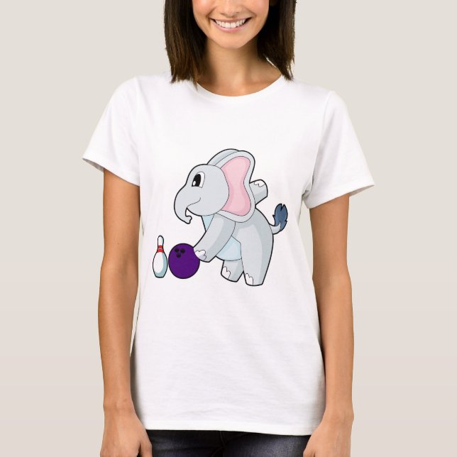 Elefant Bowling Bowlingkugel Bowlingnagel T-Shirt (Vorderseite)