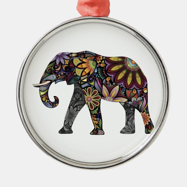 Elefant bunt ornament aus metall (Vorne)
