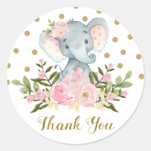 Elefant danken Ihnen, Aufkleber rosa Blumenumbau