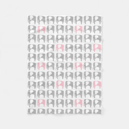 Elefant-Decke - Grau und Rosa Fleecedecke