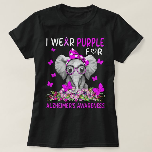 Elefant, den ich für Alzheimer Lila trage T-Shirt (Design vorne)