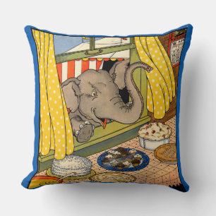 Elefant, der durch das Fenster den Kopf stößt Kissen