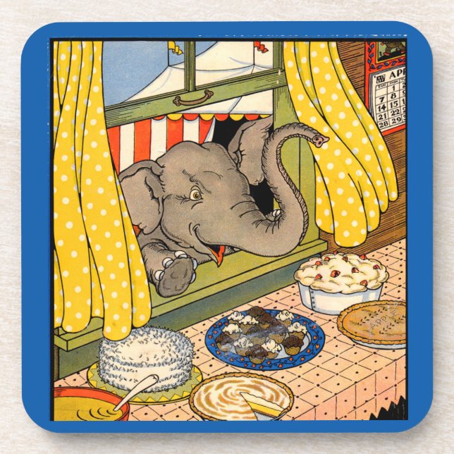 Elefant, der durch das Fenster den Kopf stößt Untersetzer (Vorderseite)