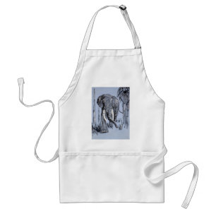 Elefant, der durch die waldreiche Savanne in Blau  Schürze