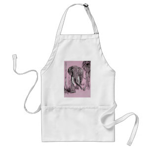 Elefant, der durch die waldreiche Savanne in Rosa  Schürze