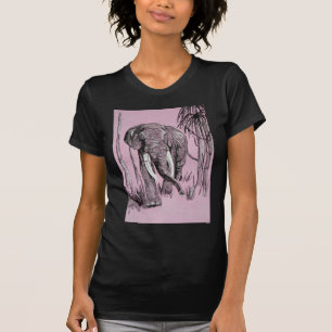 Elefant, der durch die waldreiche Savanne in Rosa  T-Shirt