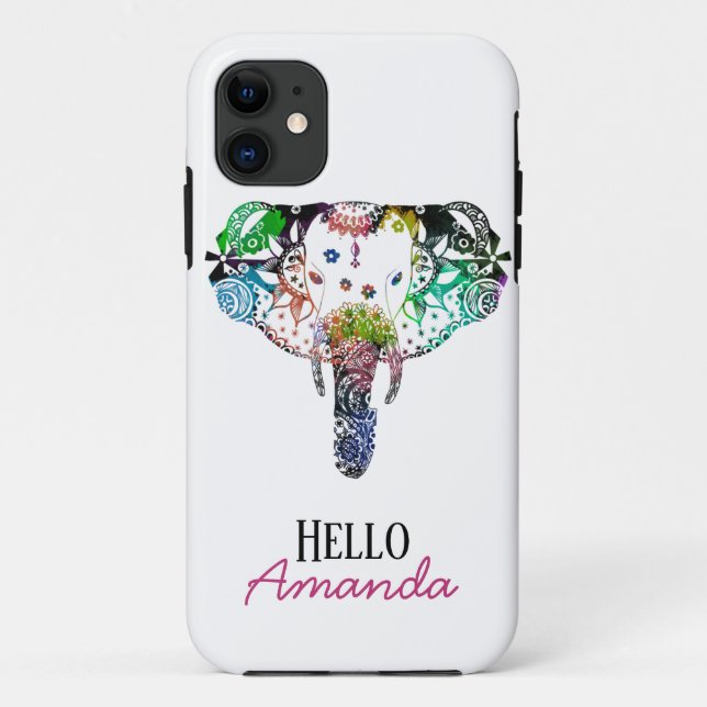 Elefant der modernen Krawatte-Farbstoff-Linie Case-Mate iPhone Hülle (Rückseite)