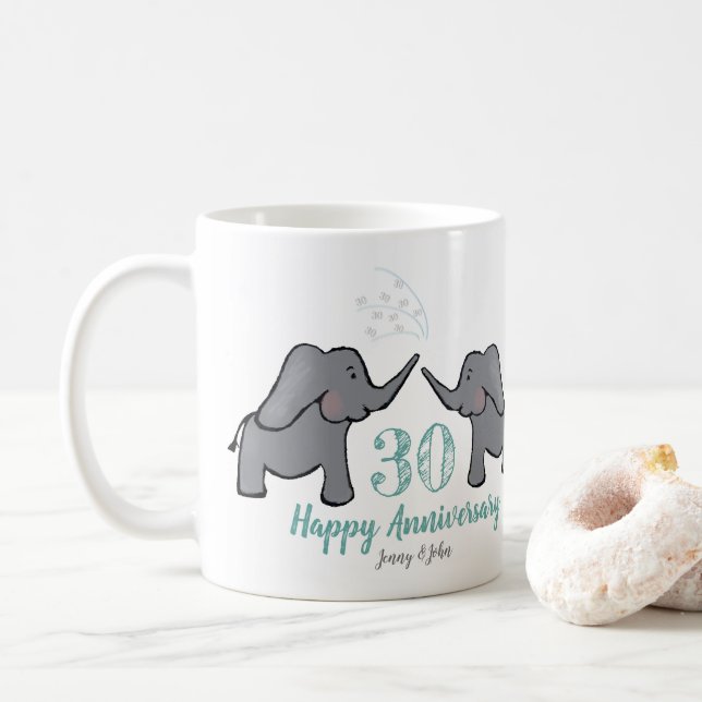 Elefant der Perlenhochzeit Kaffeetasse (Mit Donut)
