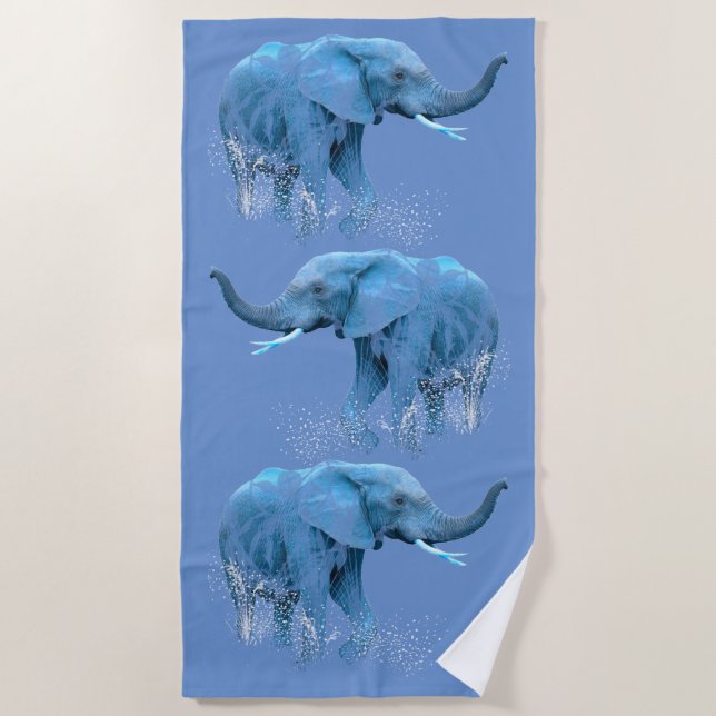 Elefant der Wasserfarben Kunst, Dichtung und Musik Strandtuch (Vorderseite)