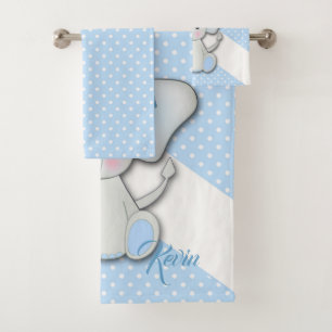Elefant des niedlichen Cartoon auf blauem Hintergr Badhandtuch Set