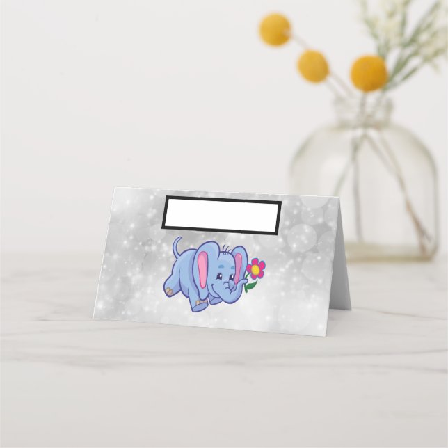 Elefant des niedlichen Cartoon Platzkarte (Vorderseite)