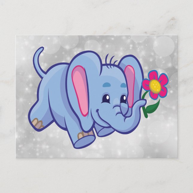 Elefant des niedlichen Cartoon Postkarte (Vorderseite)