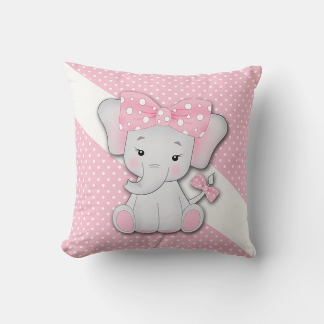 Elefant des rosa grauen Cartoon für Kinder Kissen (Vorderseite)