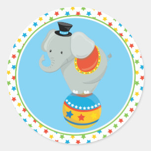 Elefant des Zirkus-Thema-  auf Zirkus-Ball Runder Aufkleber