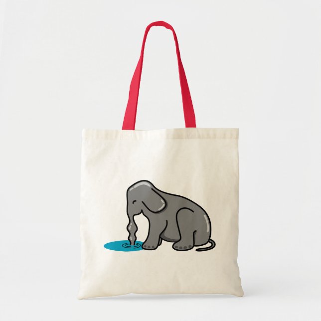 Elefant Drinking (grau) Tragetasche (Vorne)