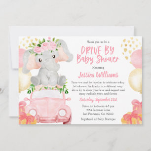 Elefant-Drive-By-Baby-Shower-Einladung Einladung