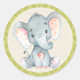 Elefant Dschungel Tiere Baby Shower Favor Aufklebe Runder Aufkleber