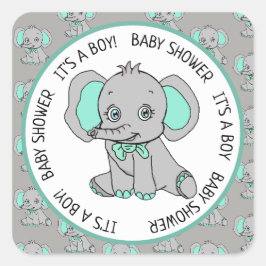Elefant, ein Junge, Babydusche Quadratischer Aufkleber