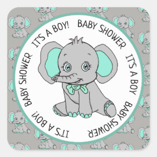 Elefant, ein Junge, Babydusche Quadratischer Aufkleber