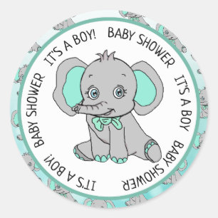 Elefant, ein Junge, Babydusche Runder Aufkleber