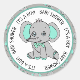 Elefant, ein Junge, Babydusche Runder Aufkleber