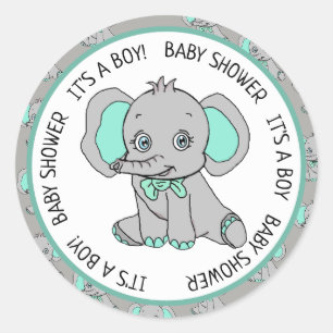Elefant, ein Junge, Babydusche Runder Aufkleber