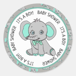 Elefant, ein Junge, Babydusche Runder Aufkleber