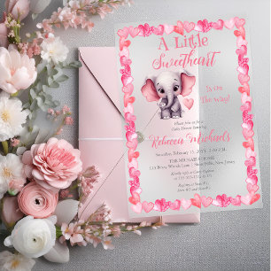 Elefant Ein Kleines Schatz Mädchen Baby Shower Acryleinladungen