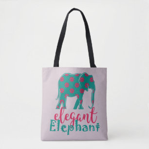 Elefant Elegante Blumen Lustig Damenhaft Silhouett Tasche