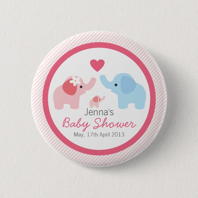 Elefant-Eltern und Babyparty Button (Vorderseite)