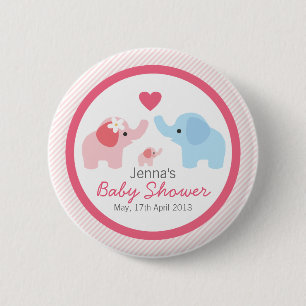 Elefant-Eltern und Babyparty Button