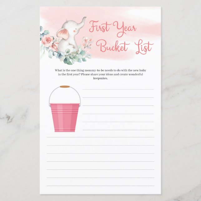 Elefant Eukalyptus Bucket List 1 Jahr (Vorderseite)