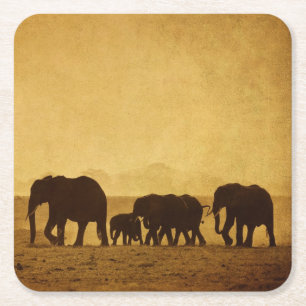 Elefant-Familie Rechteckiger Pappuntersetzer