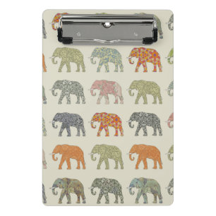 Elefant Farbige Tier Muster Zeitgenössisch Mini Klemmbrett