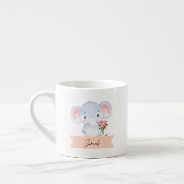 Elefant für personalisierte Kinder Espressotasse (Links)