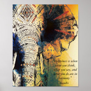 Elefant Gandhi Zitat-Plakat Poster
