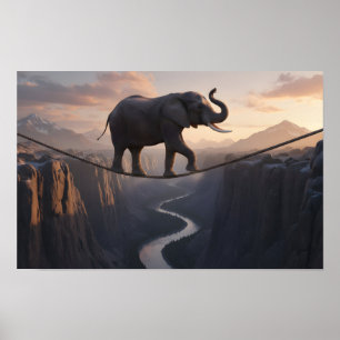 Elefant geht auf dem Seil Kunst Poster