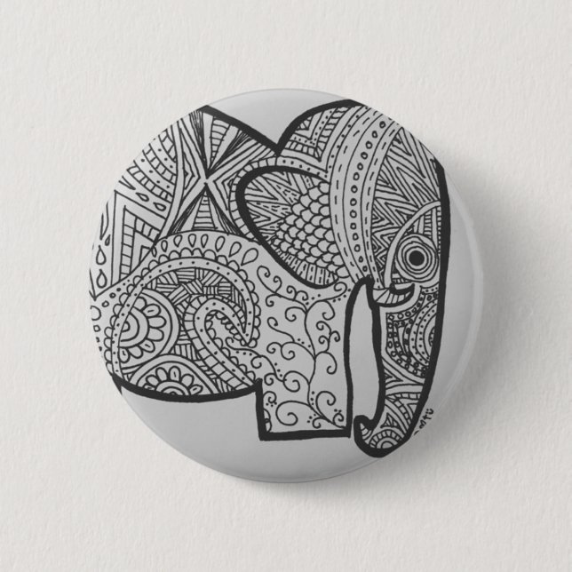 Elefant-Gekritzel-Knopf Button (Vorderseite)