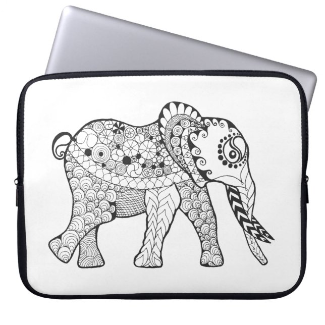 Elefant-Gekritzel Laptopschutzhülle (Vorderseite)