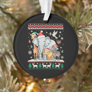 Elefant Giraffe Zebra Dschungel Zoo Hässlich Weihn Ornament