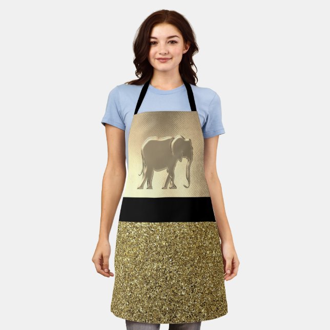 Elefant Gold und Black Elegant Schürze (Getragen)