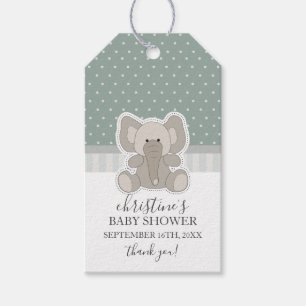 Elefant Grün Tüpfel Baby Shower Danke Geschenkanhänger