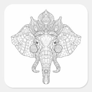 Elefant HauptZendoodle Quadratischer Aufkleber