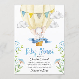 Elefant-Heißluft-Ballon-Babyparty-Einladung Einladung