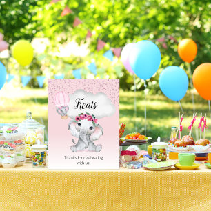 Elefant Heißluftballon Babyparty Süßigkeiten Schil Poster