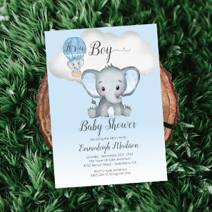 Elefant Heißluftballon It's a Boy Babyparty Einladung