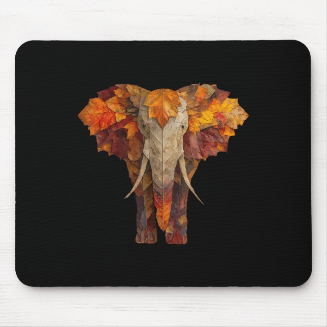 Elefant Herbst lässt künstlerische Tierkunst falle Mousepad (Vorne)