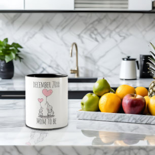 Elefant Herzdatum für werdende Mutter Zweifarbige Tasse