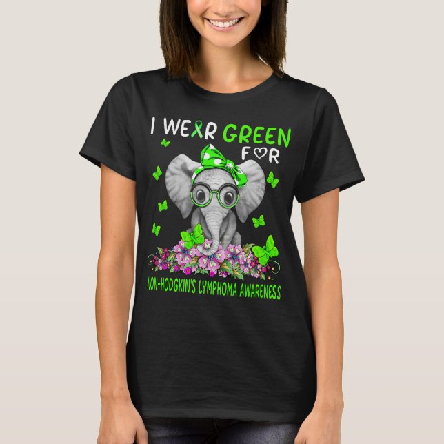 Elefant ich trage Grün für Non-Hodgkin-Lymphom T-Shirt (Vorderseite)
